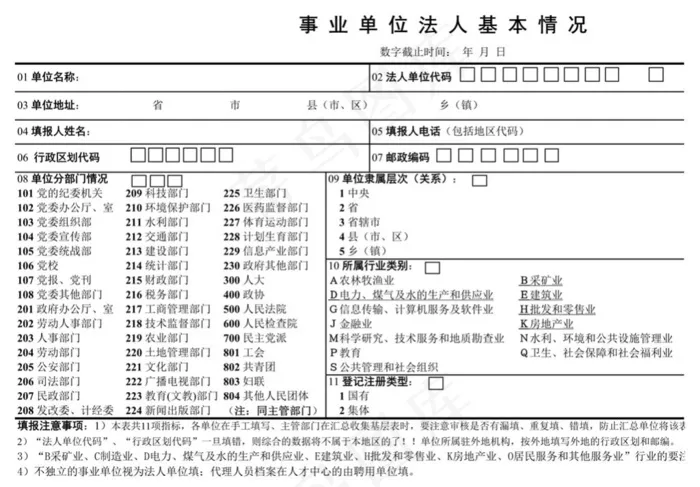 事业单位法人基本情况表