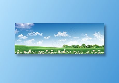 蓝天 白云 草地 远树 花草 高清背景