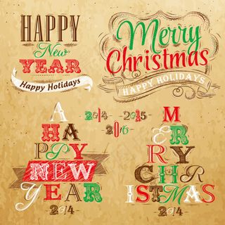 彩绘圣诞艺术字矢量素材