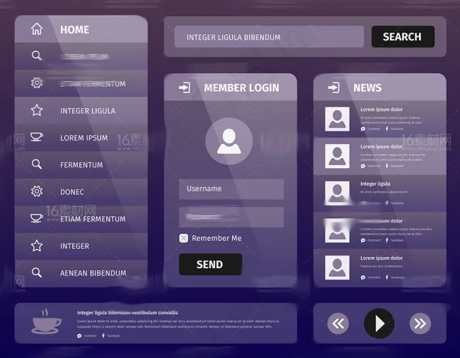 手机网页UI设计界面矢量素材eps,ai矢量模版下载