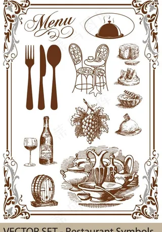 欧式花纹边框 餐厅美食图片
