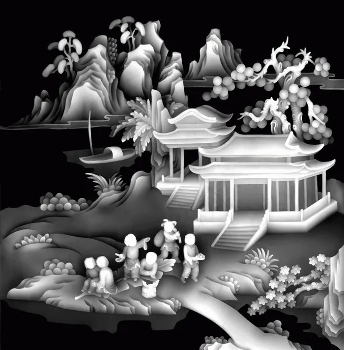 百子图山水图片