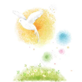 手绘绿色渲染春天背景PSD素