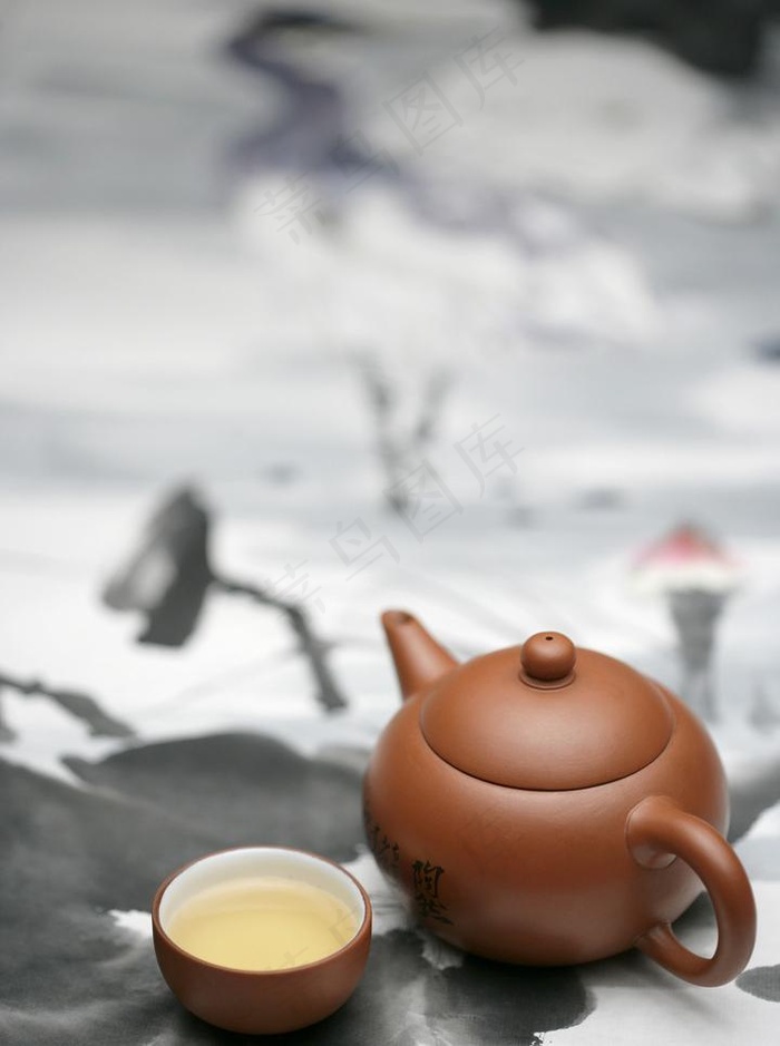 禅风茶趣 茶壶 茶杯 中国水墨画图...