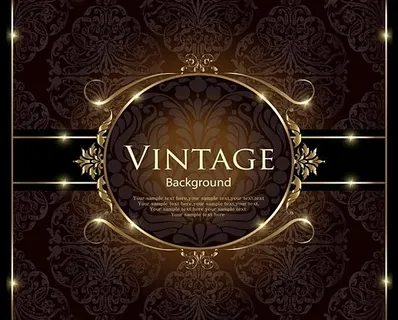 欧式复古花纹请柬矢量