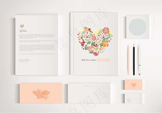 桃心花纹情人节贺卡矢量素材