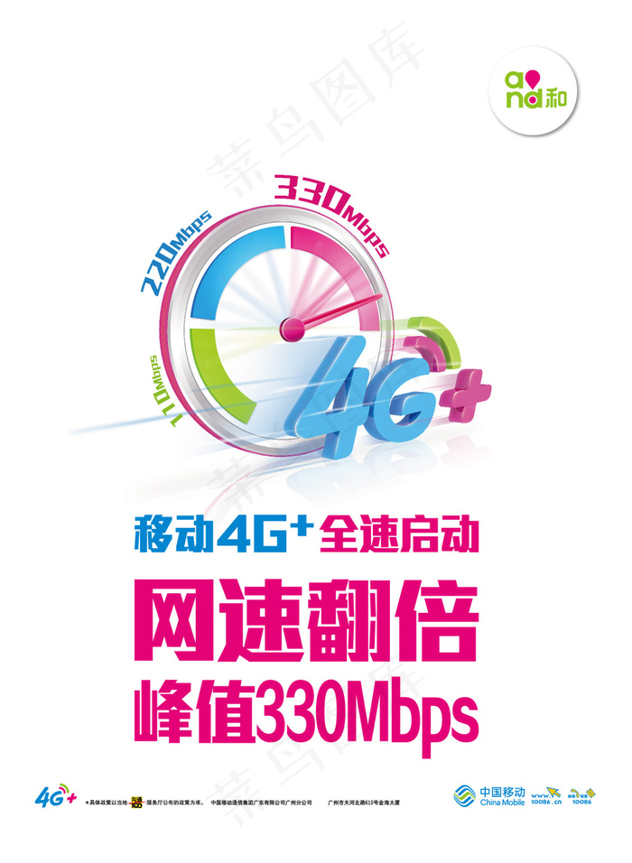 移动4G+网速翻倍宣传海报