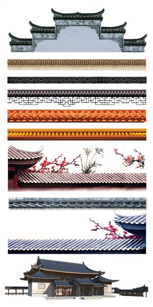 中国风古典建筑房屋屋檐素材