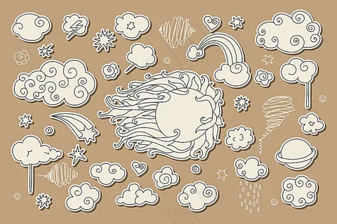 各种图案云朵插图设计