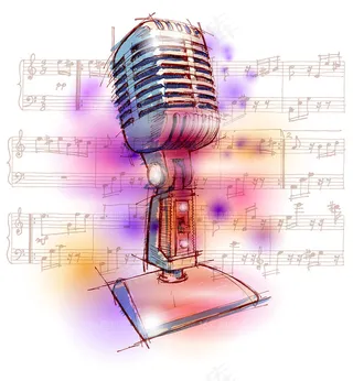 精美麦克风与潮流背景矢量素材