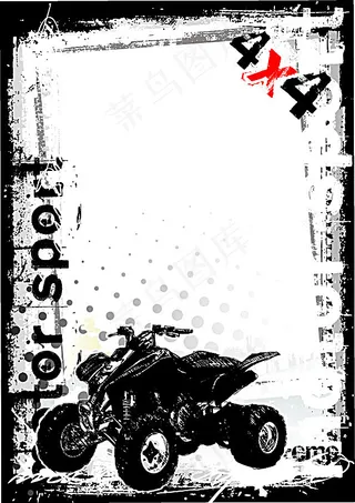 一辆黑色雪地摩托