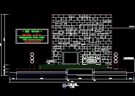 电视机背景墙cad图块3