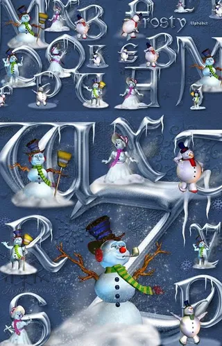 圣诞节花体字英文字母PSD素材