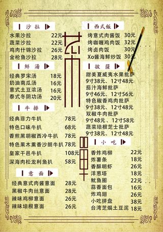 菜单字体模版设计