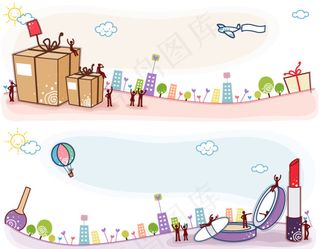 手绘背景插画设计素材