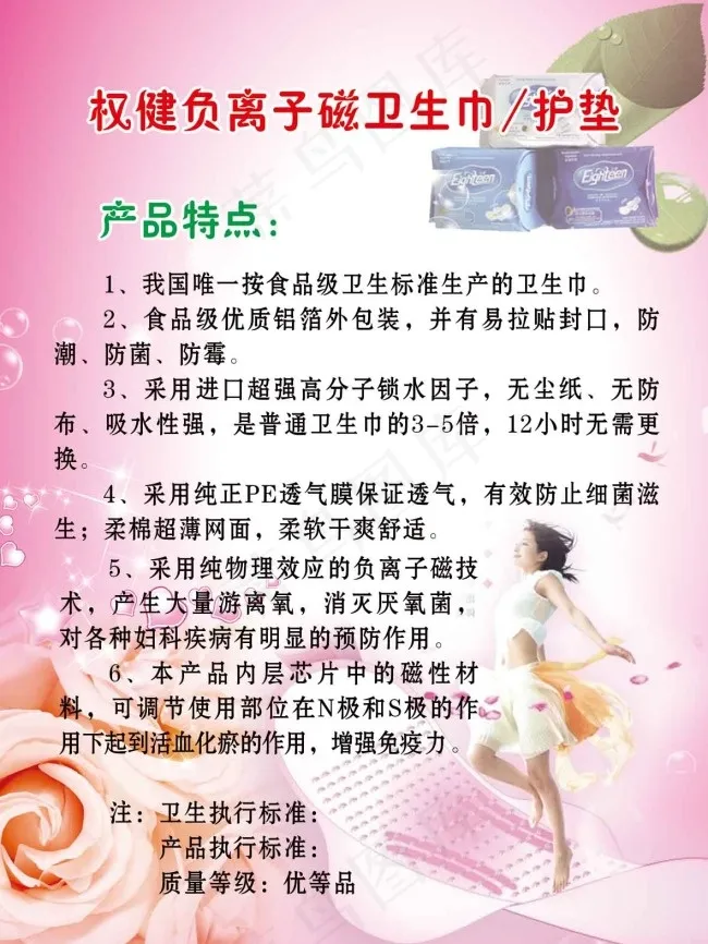 负离子卫生巾宣传海报psd模版下载