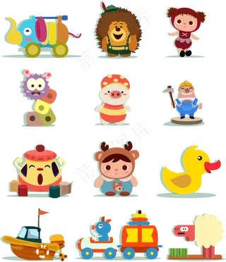 卡通可爱玩具小汽车小轿车设计元素