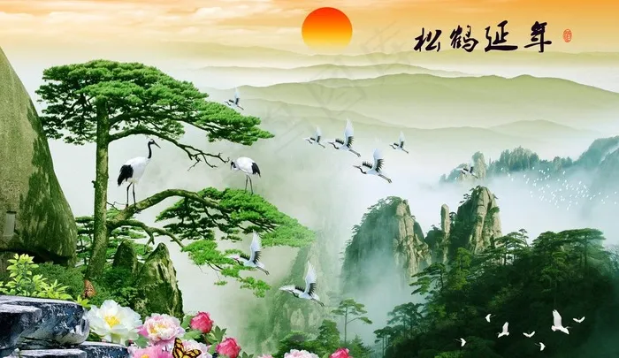 迎客松图片(4380X2779(DPI:300))psd模版下载