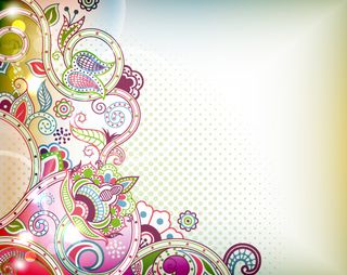 鲜艳色彩古典花纹背景矢量素材