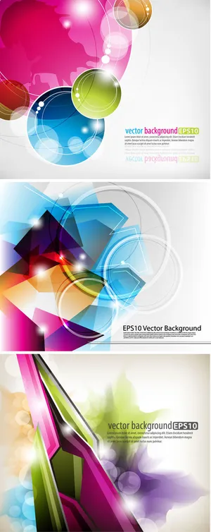 炫彩几何体缤纷色彩多边形矢量素材