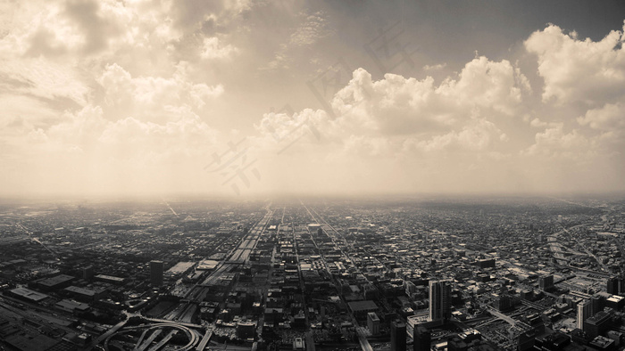 俯视城市唯美意境图