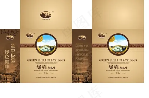 绿壳乌鸡蛋包装箱矢量素材 CDR