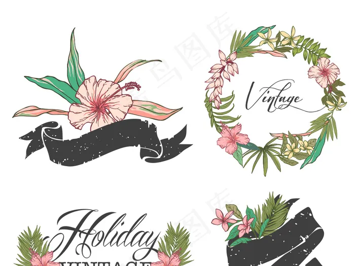 2017欧美复古手绘热带雨林log...eps,ai矢量模版下载