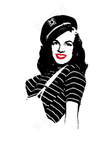 鼠绘性感红唇玛丽莲梦露插画矢量图