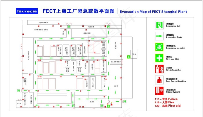 紧急消防疏散图cdr矢量模版下载