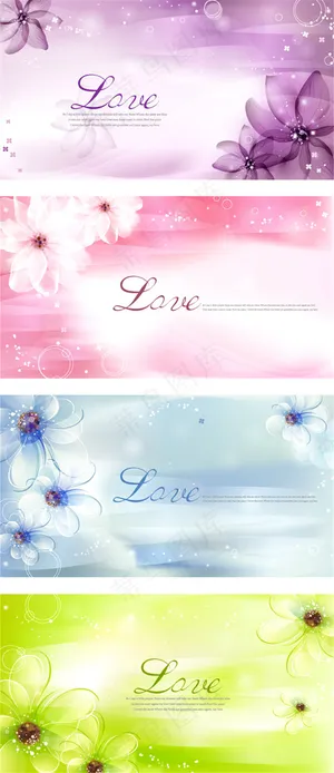 淡雅梦幻花朵背景矢量素材