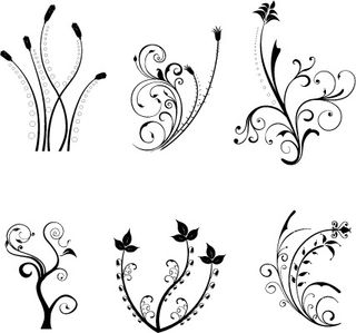 植物枝叶花纹矢量图