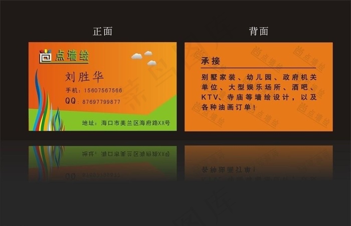 墙绘名片cdr矢量模版下载