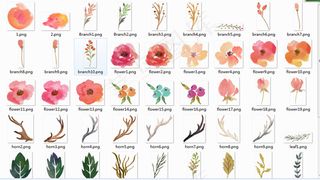 唯美手绘淡雅森系水彩花卉花环免扣P...