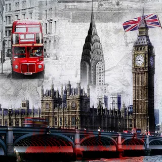 建筑风景画芯装饰挂画