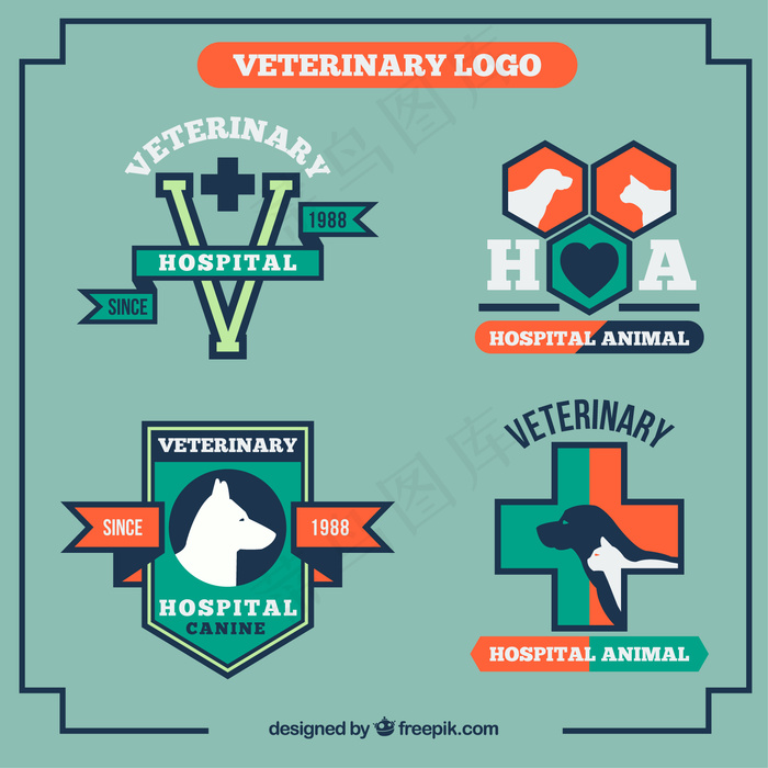 在正统风格的兽医标志ai矢量模版下载