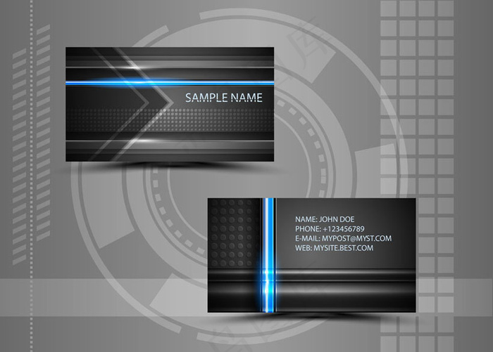 科技商务名片模板矢量素材