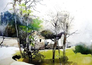 村口的小树林图片