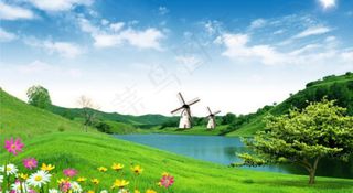 春天郊游背景图片