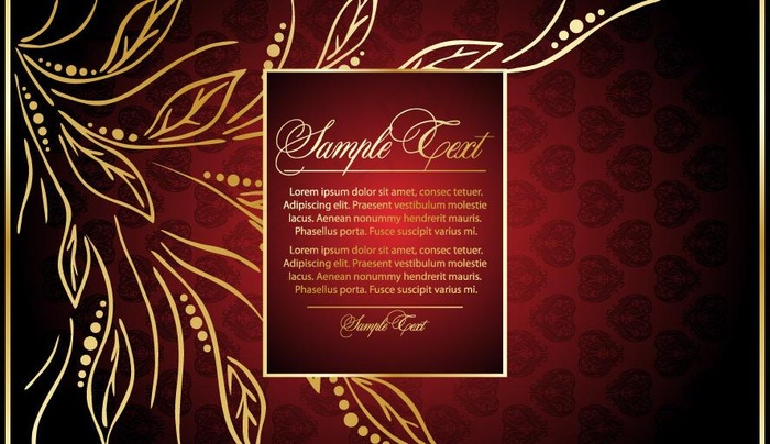 手绘金色树叶欧式花纹底纹图片