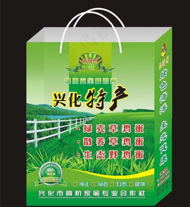 绿壳草鸡蛋手提袋（展开图）图片cdr矢量模版下载