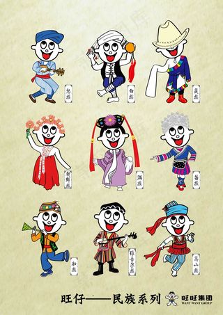 民族系列旺仔高清矢量图