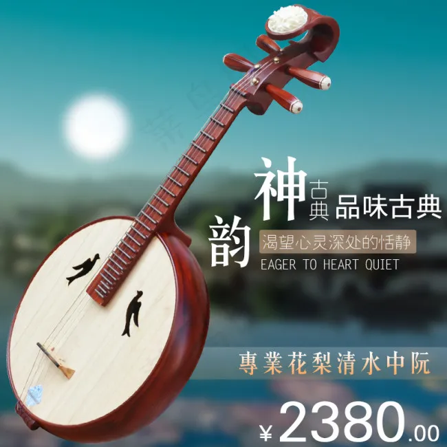专业花梨清水中阮图psd模版下载