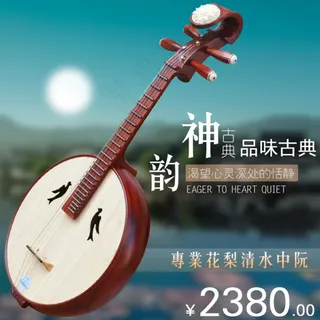 专业花梨清水中阮图