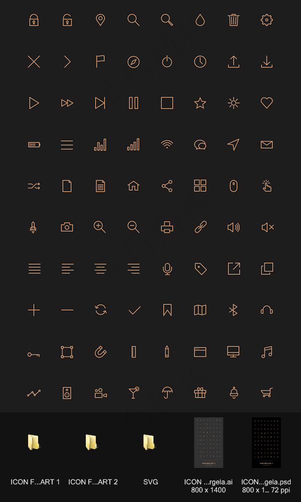 80 stroke icons P...psd模版下载