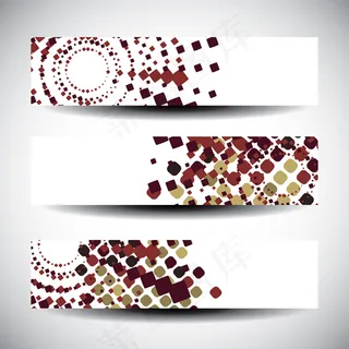 彩色圆点方格横幅矢量素材