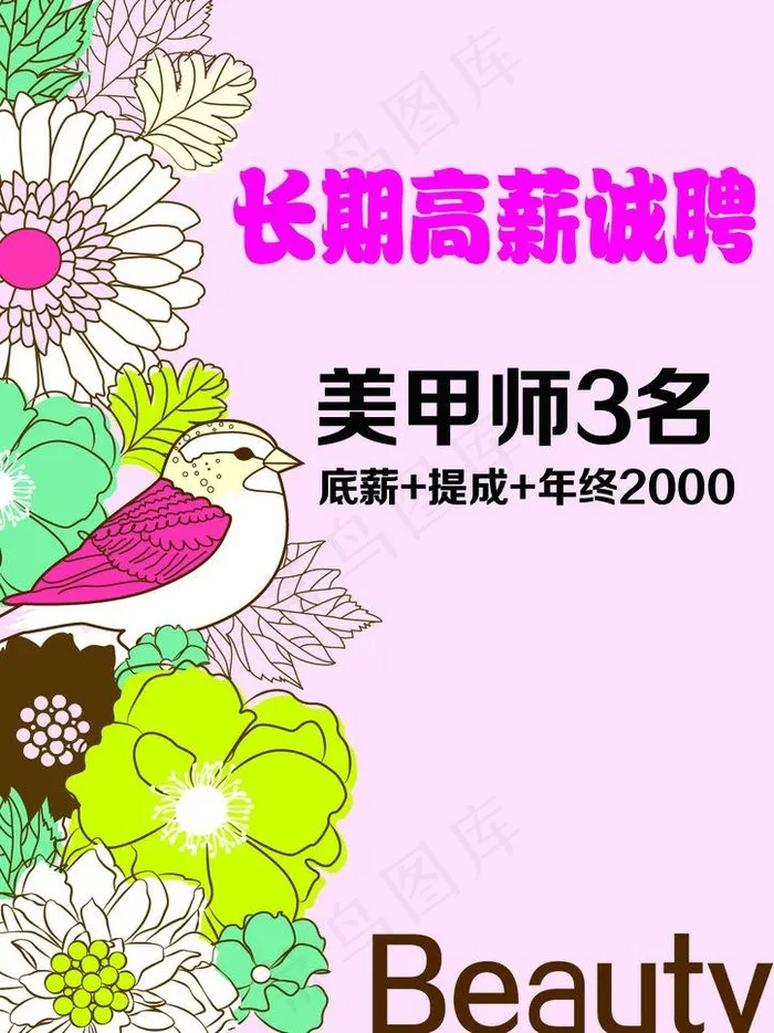 美甲招聘海报图片