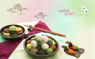 彩色汤圆和甜品