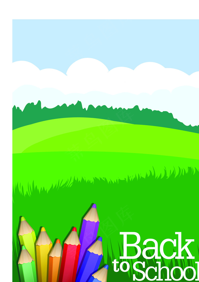 彩色铅笔插图矢量素材01