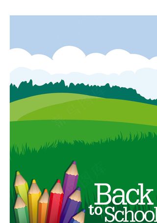 彩色铅笔插图矢量素材01