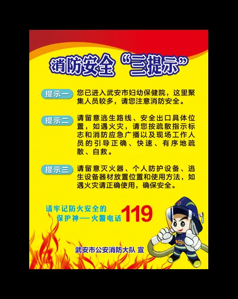 消防安全三提示psd模版下载